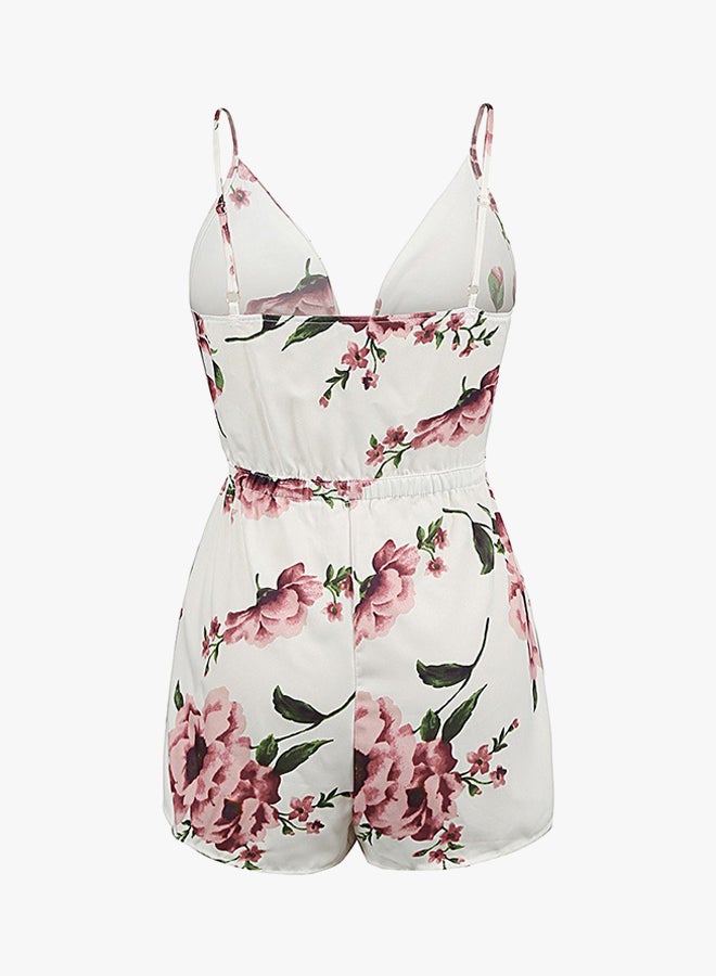 Floral Printed Playsuit White