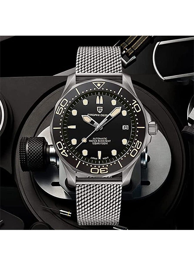 Men’s Mechanical Watch Stainless Steel Waterproof Wrist Watch Sapphire Glass Calendar Display Luminous Business NH35 Movement Clock