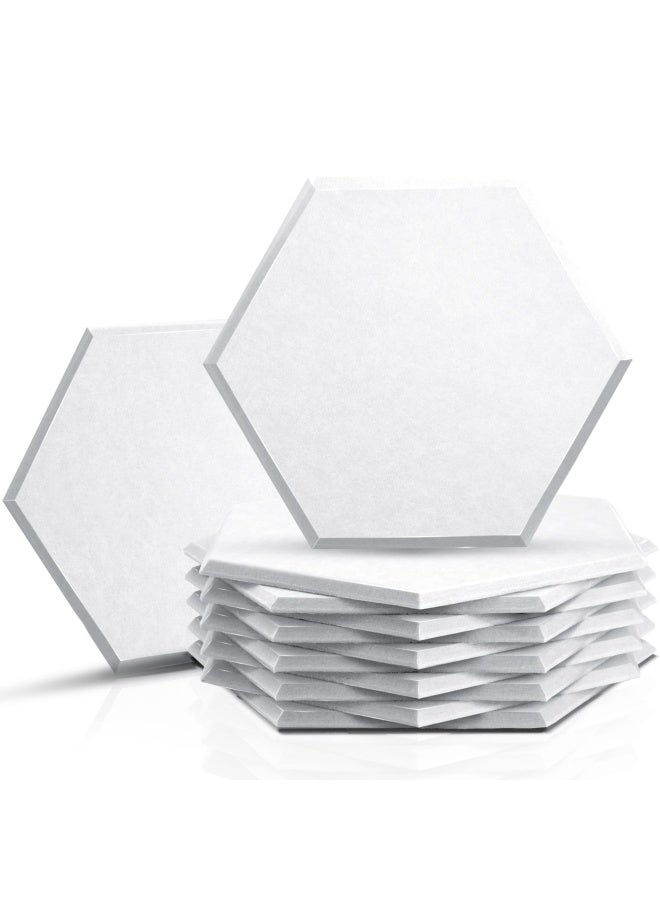 12 Pack Hexagon Acoustic Panels 14 X 12 X 0.4 High Density Sound Absorbing Panels Sound Proof Insulation Beveled Edge Studio Treatment Tiles White