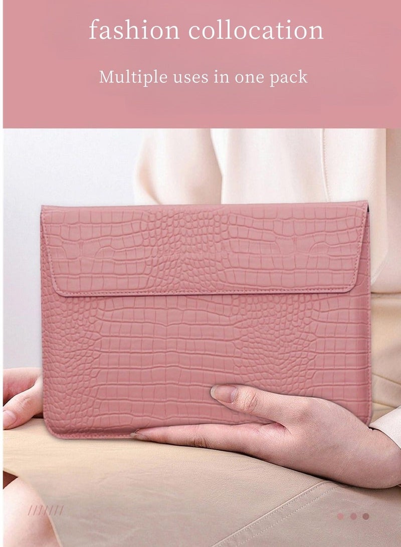 Laptop Sleeve, Crocodile Grain PU Leather Flap Style Case Bag, Compatible with MacBook Pro, 13 inch Notebook, for MacBook Air 13.6 inch 2022 M2 A2681 Air 13