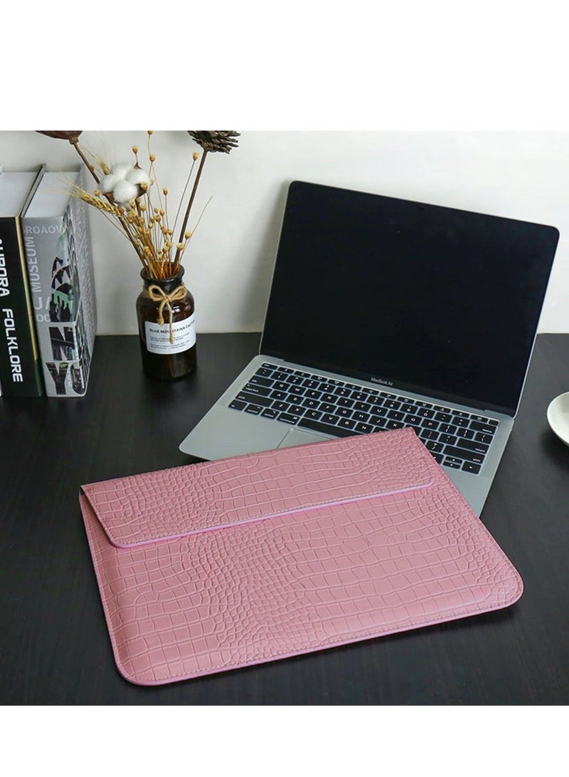 Laptop Sleeve, Crocodile Grain PU Leather Flap Style Case Bag, Compatible with MacBook Pro, 13 inch Notebook, for MacBook Air 13.6 inch 2022 M2 A2681 Air 13