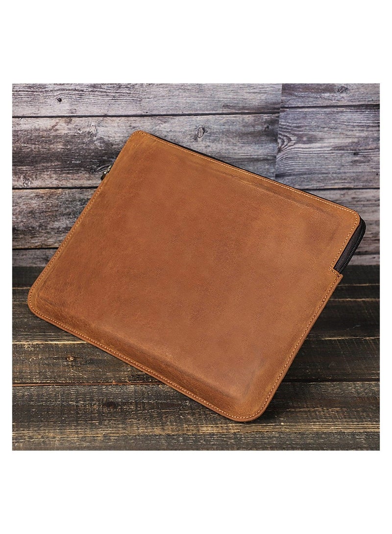 Vintage Leather Laptop Sleeve, Computer Case Notebook Cover, Top Grain Leather, Compatible with MacBook Pro 14