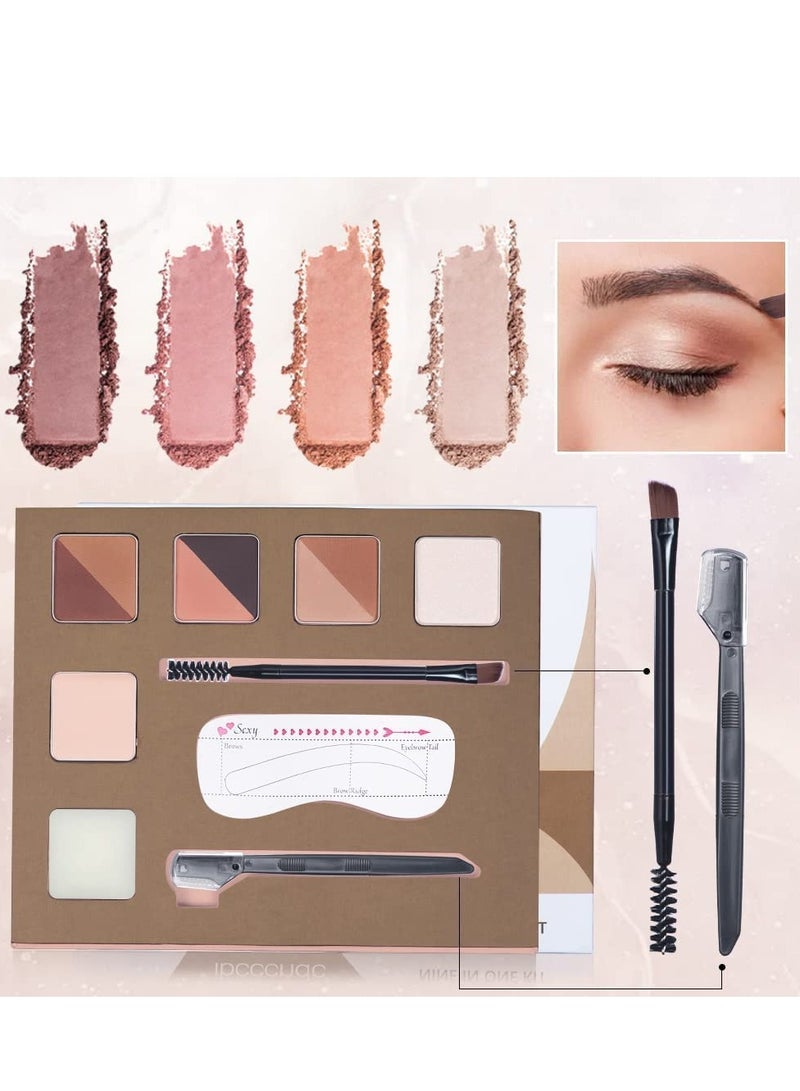 Eyebrow Makeup Palette Set 6 Eyebrow Powders10 Eyebrow Stencils Highlighter Cream Concealer Double-Ended Brow Brush Eyebrow Trimmer Eye Brow Wax Gifts