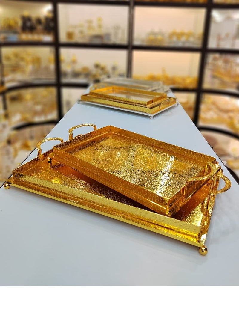 Transform Your Table Setting Premium Stainless Steel Tray Set Large & Medium Elegant & Durable