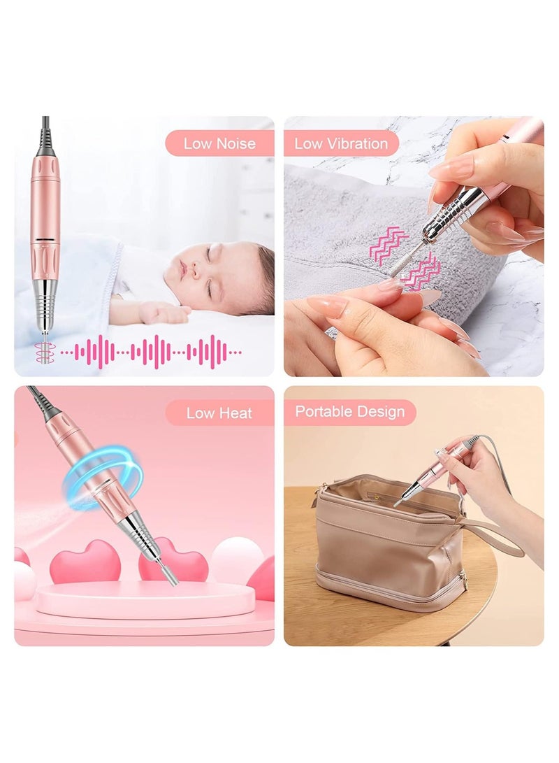 Rechargeable Nail Drill Portable E File Nail Drill with Display Screen 35000 RPM Professional Electric Nail File Kit with 11 Nail Drill Bits for Acrylic Gel Nails Manicure Pedicure Polishing Shape