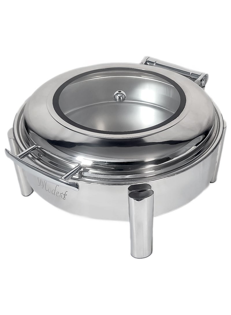 6L Hydraulic Round Chafing Dish with Glass Lid