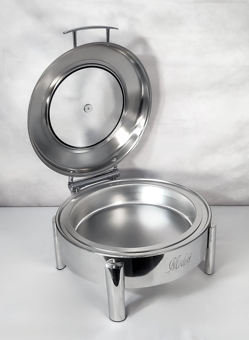 6L Hydraulic Round Chafing Dish with Glass Lid