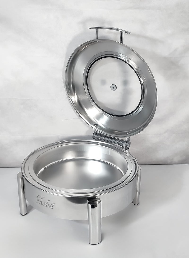 6L Hydraulic Round Chafing Dish with Glass Lid