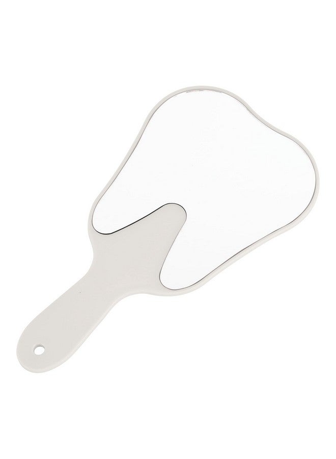 Handheld Mirrors With Handle Small Face Mirror Tooth Shaped Hand Mirror Makeup Used For Dentist Office Clinic Bathroom Barber And Salon White