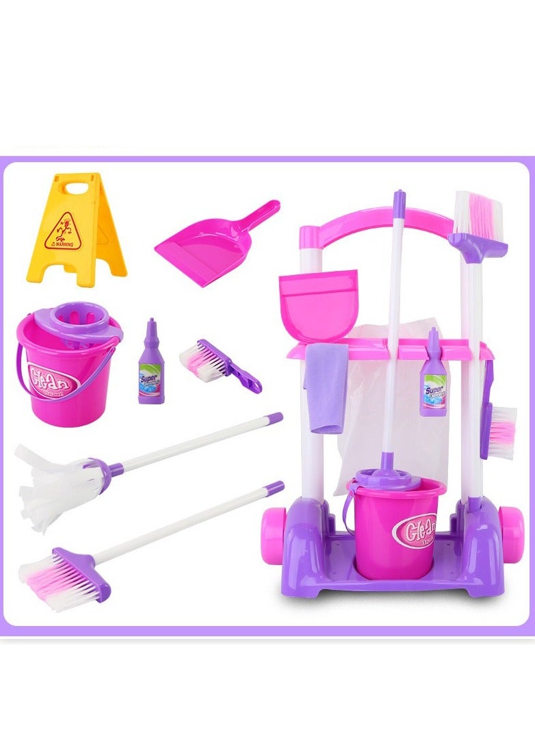 9 Pieces Portable Lightweight Little Helper Pretend House Keeping Cleaning Play Set