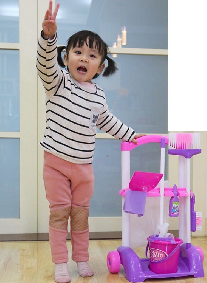 9 Pieces Portable Lightweight Little Helper Pretend House Keeping Cleaning Play Set