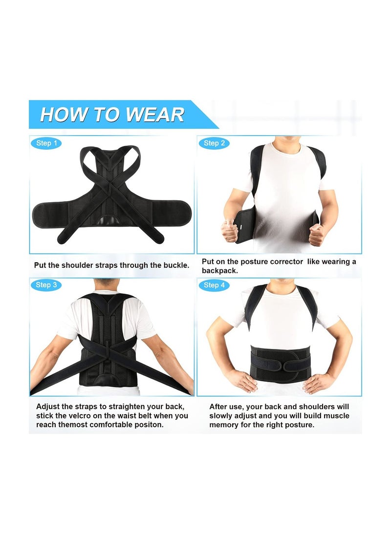 Posture Corrector for Men&Women, KASTWAVE Back Brace for Back Lumbar Support and Upright Back  Breathable Back Straightener Posture Improve and Neck Shoulders Pain Relieve, Large ( Waist 36 - 41Inch )