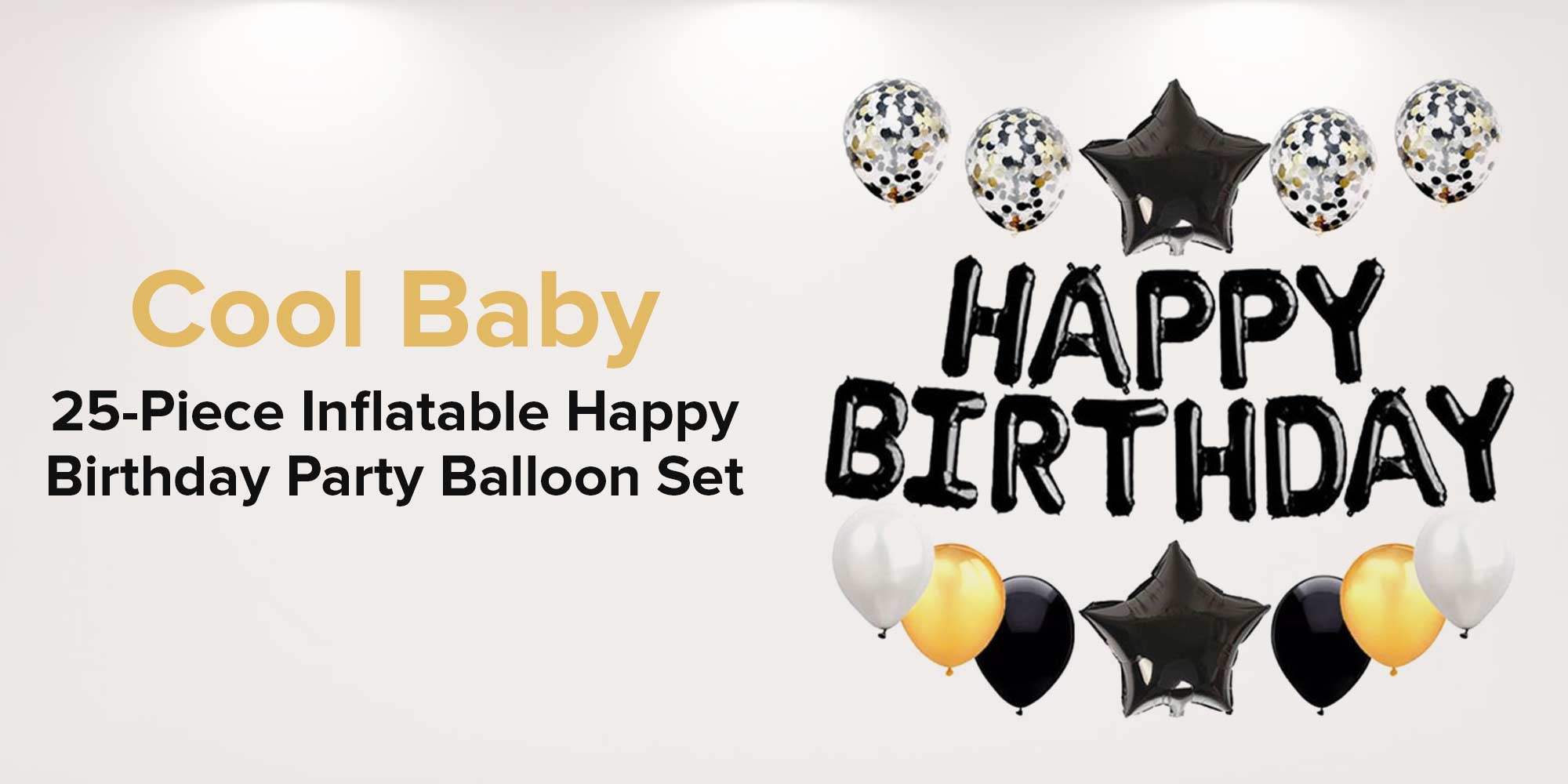 25-Piece Inflatable Happy Birthday Foil Balloon Set 16inch