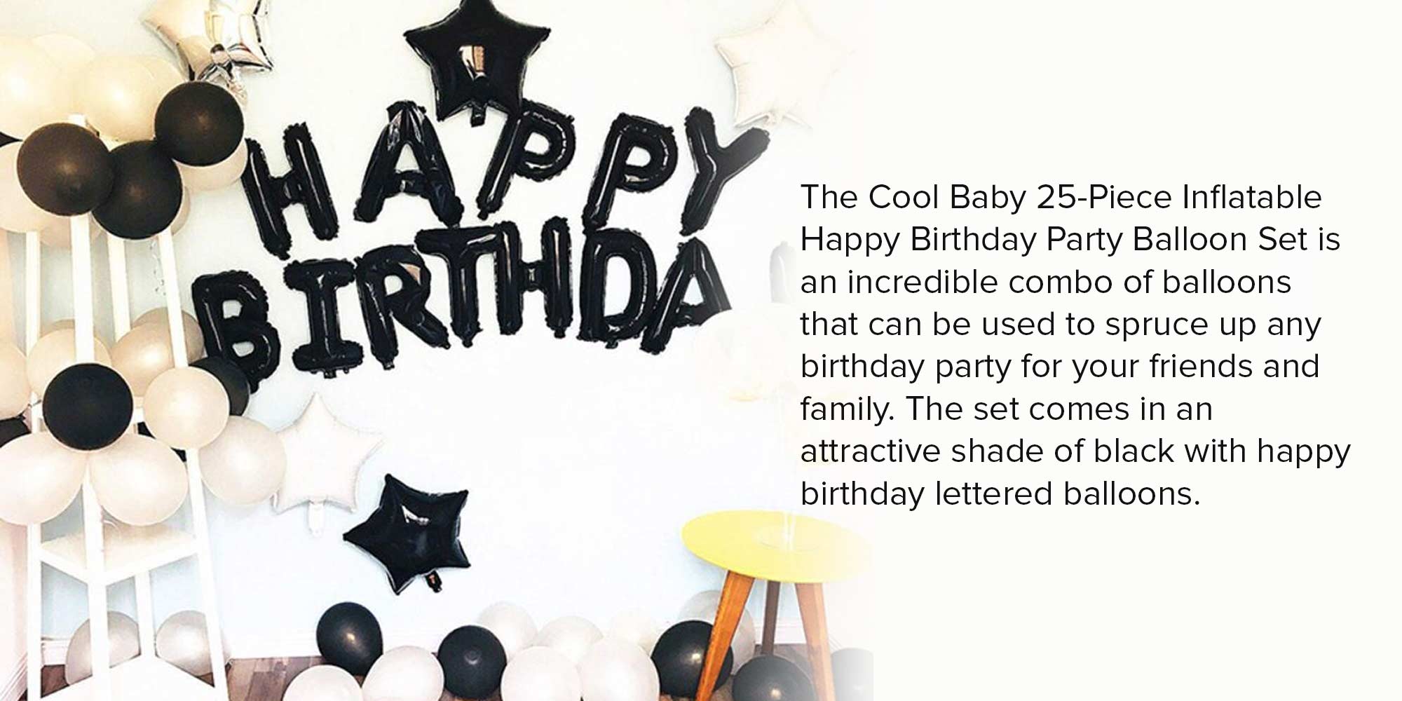 25-Piece Inflatable Happy Birthday Foil Balloon Set 16inch