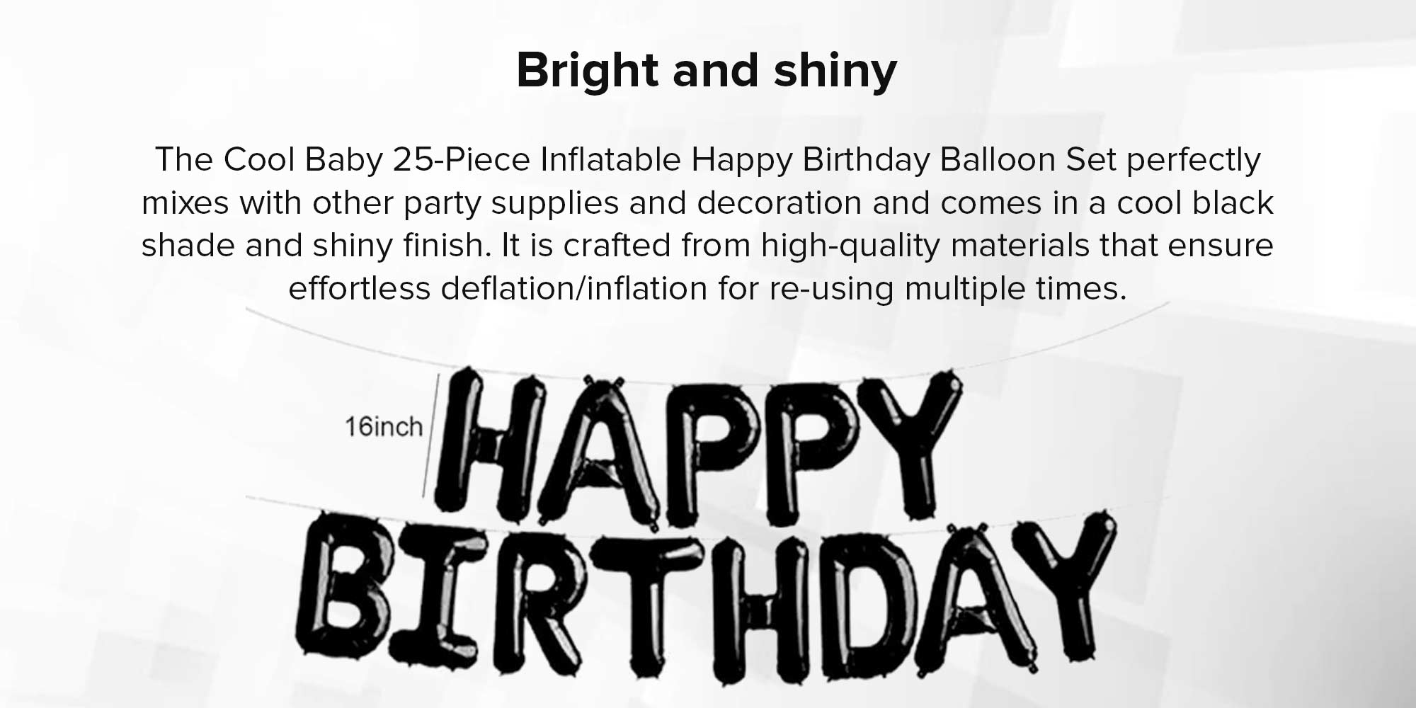 25-Piece Inflatable Happy Birthday Foil Balloon Set 16inch