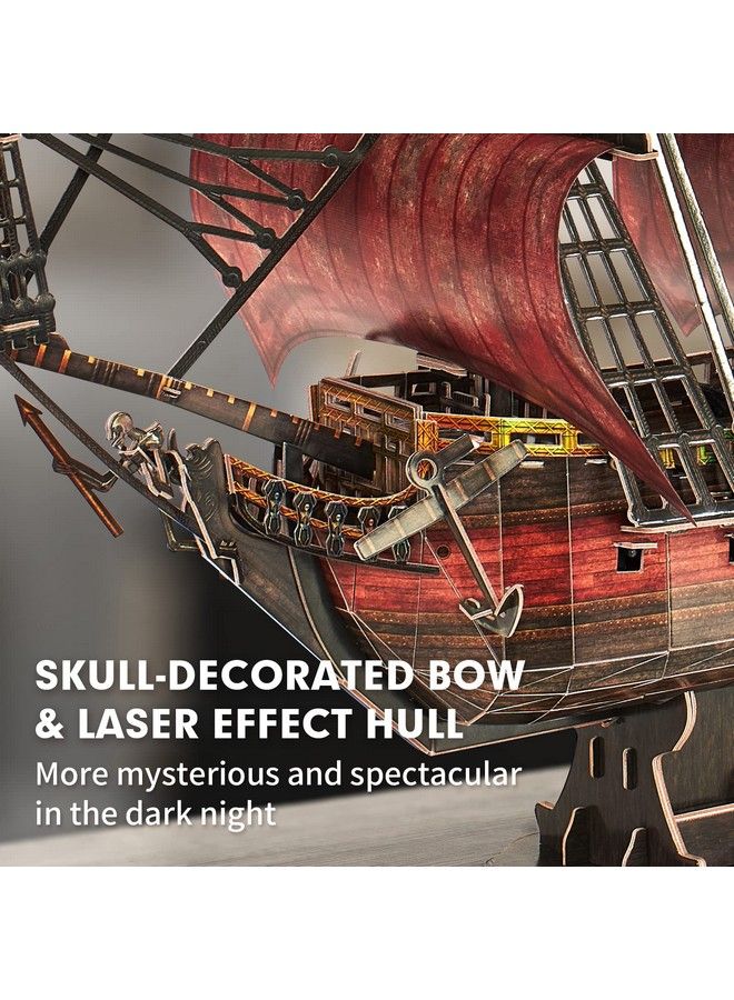 3D Puzzles For Adults Kids Laser Red Queen Anne Revenge 391 Pcs Cool Pirate Ship Arts & Crafts For Adults Brain Teaser Puzzles For Adults Model Kits Room & Home Decor Birthday Gifts For Women Men