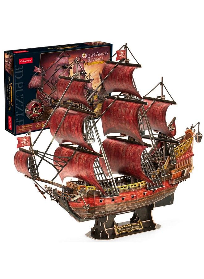 3D Puzzles For Adults Kids Laser Red Queen Anne Revenge 391 Pcs Cool Pirate Ship Arts & Crafts For Adults Brain Teaser Puzzles For Adults Model Kits Room & Home Decor Birthday Gifts For Women Men