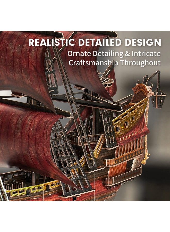 3D Puzzles For Adults Kids Laser Red Queen Anne Revenge 391 Pcs Cool Pirate Ship Arts & Crafts For Adults Brain Teaser Puzzles For Adults Model Kits Room & Home Decor Birthday Gifts For Women Men