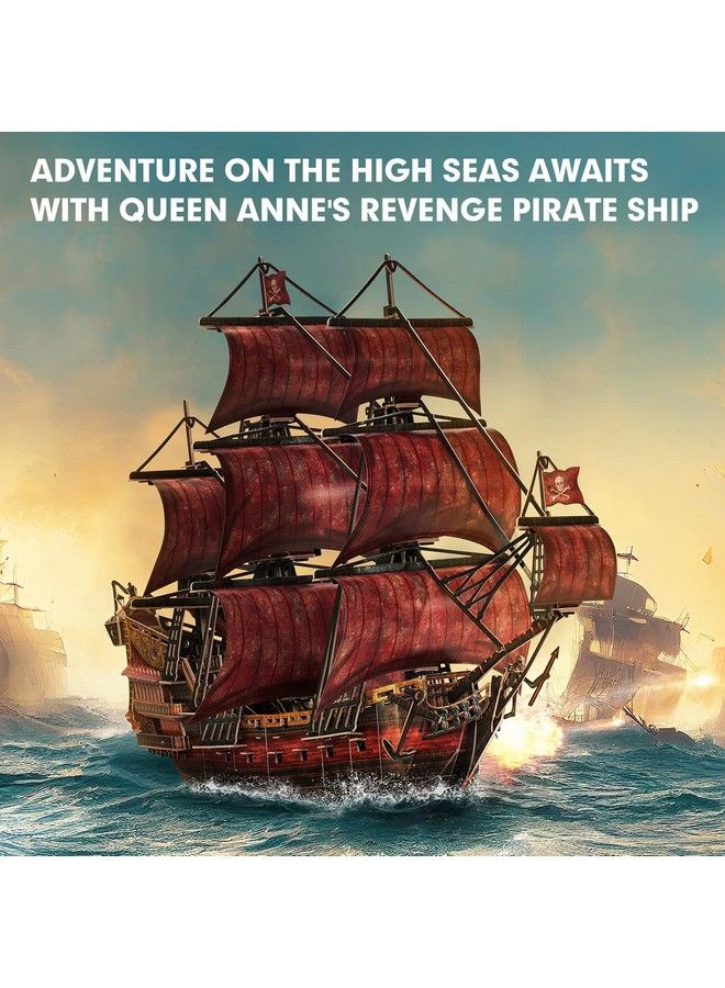 3D Puzzles For Adults Kids Laser Red Queen Anne Revenge 391 Pcs Cool Pirate Ship Arts & Crafts For Adults Brain Teaser Puzzles For Adults Model Kits Room & Home Decor Birthday Gifts For Women Men