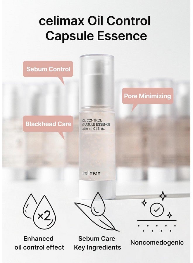 Oil Control Capsule Essence With Tea Tree Extract For Sebum Reducing Serum Mattifying Hydrating Moisturizing Mild Formula For Sensitive 30Ml