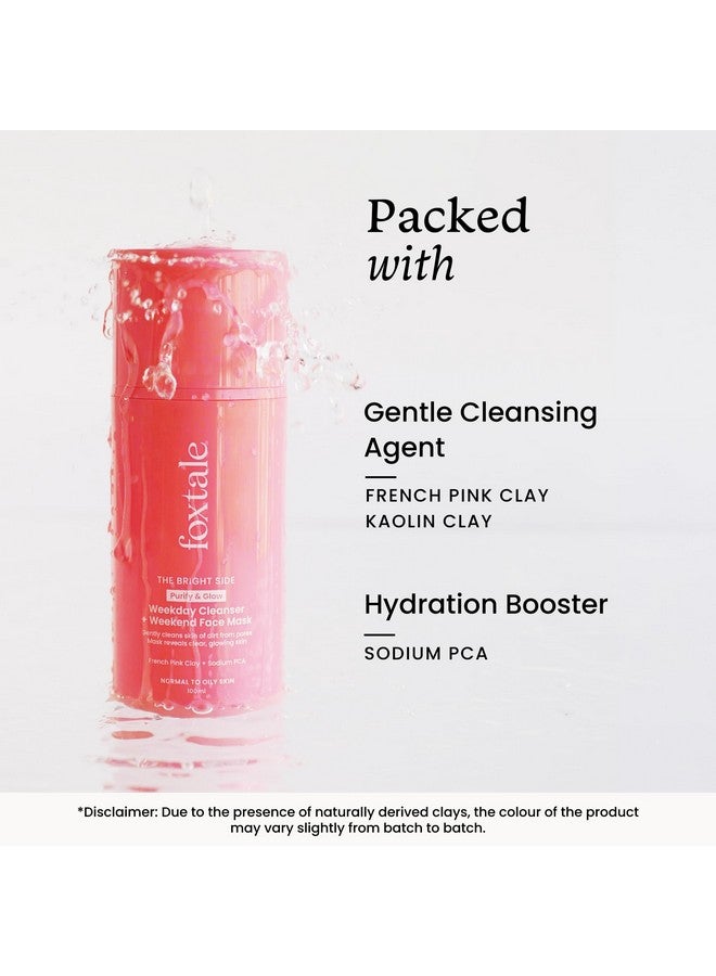 Purify & Glow Cleanser + Clay Mask Deep Cleanses Pores Exfoliating Glow Facial Instantly Gives Bright Skin For Normal Oily And Combination Skin Men & Women 100Ml