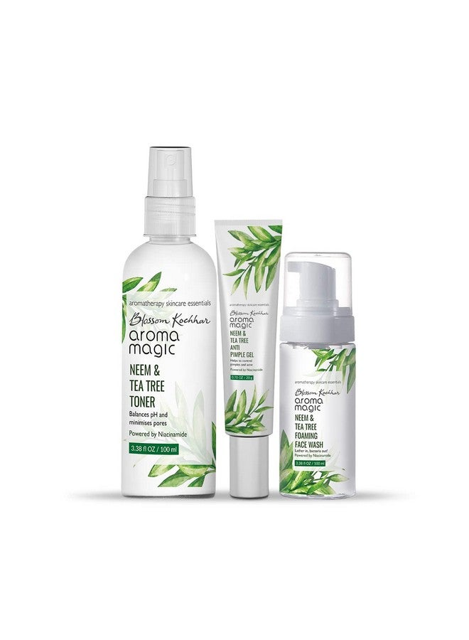 Neem & Tea Tree Foaming Face Wash 100 Ml Anti Pimple Gel 20 Gm & Toner 100 Ml (Combo) Pwrd By Niacinamide
