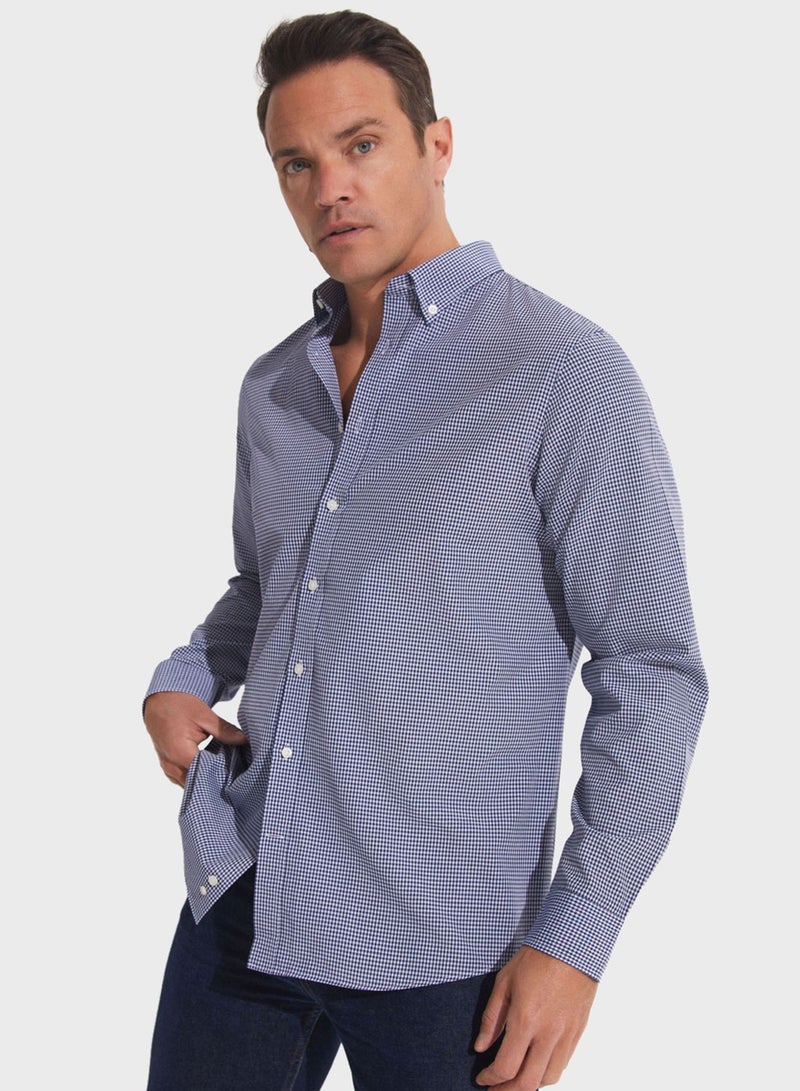 Check Deatiled  Regular Fit Shirt