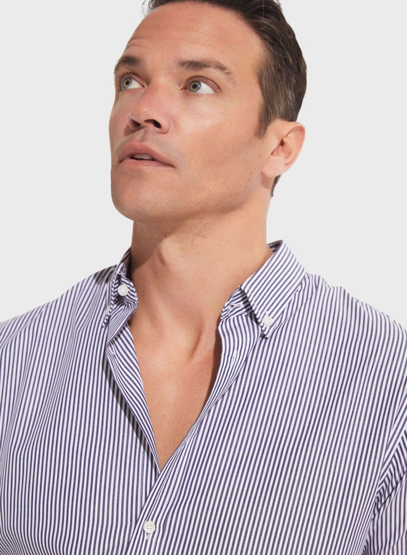 Striped Button Down Regular Fit Shirt Shirt