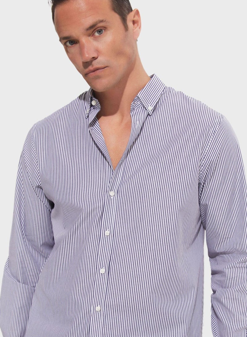 Striped Button Down Regular Fit Shirt Shirt