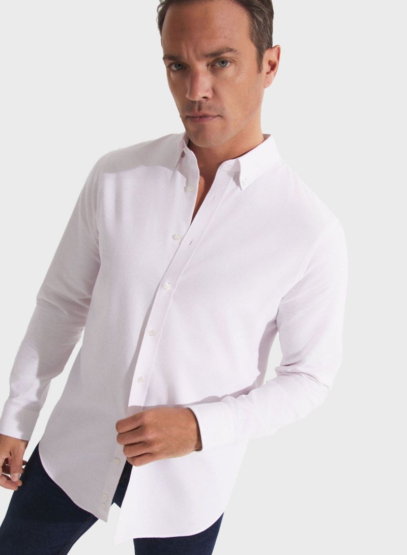 Striped Button Down Regular Fit Shirt Shirt