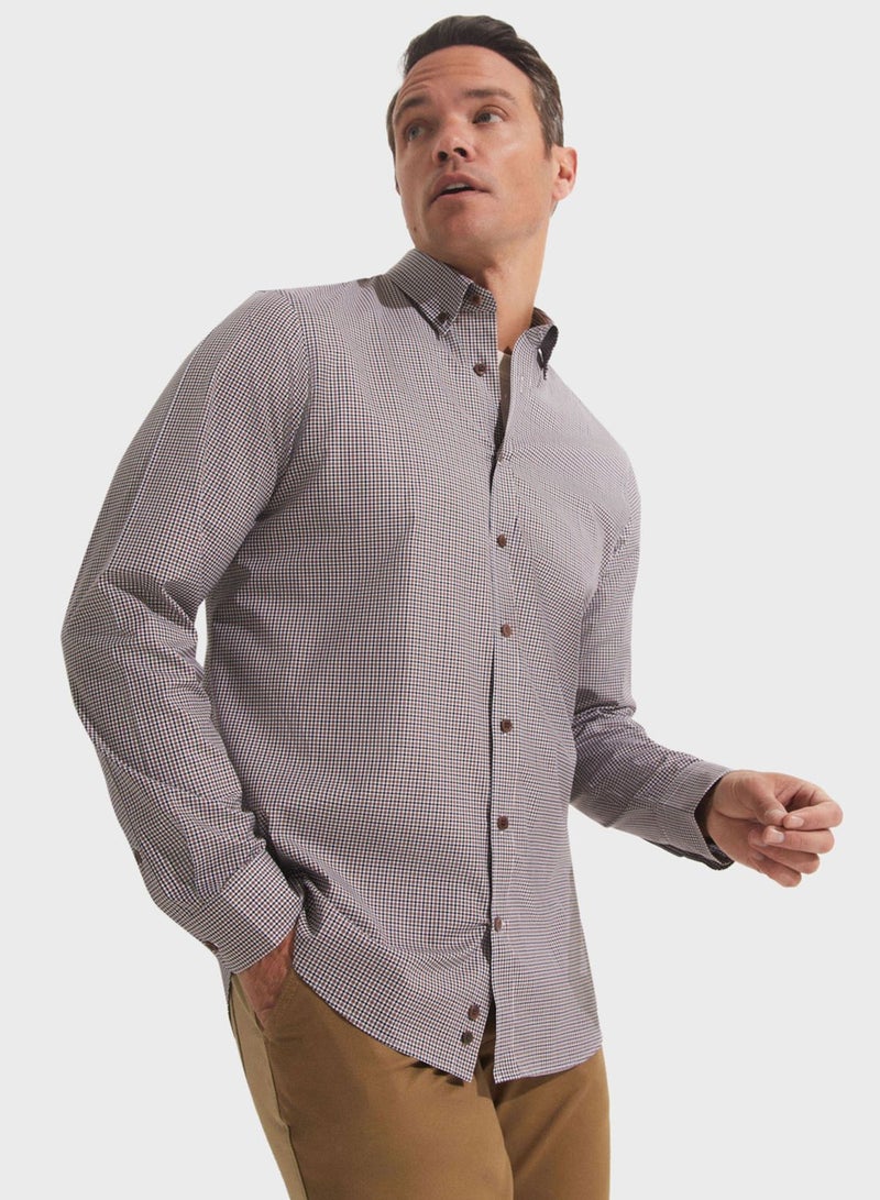 Check Deatiled  Regular Fit Shirt