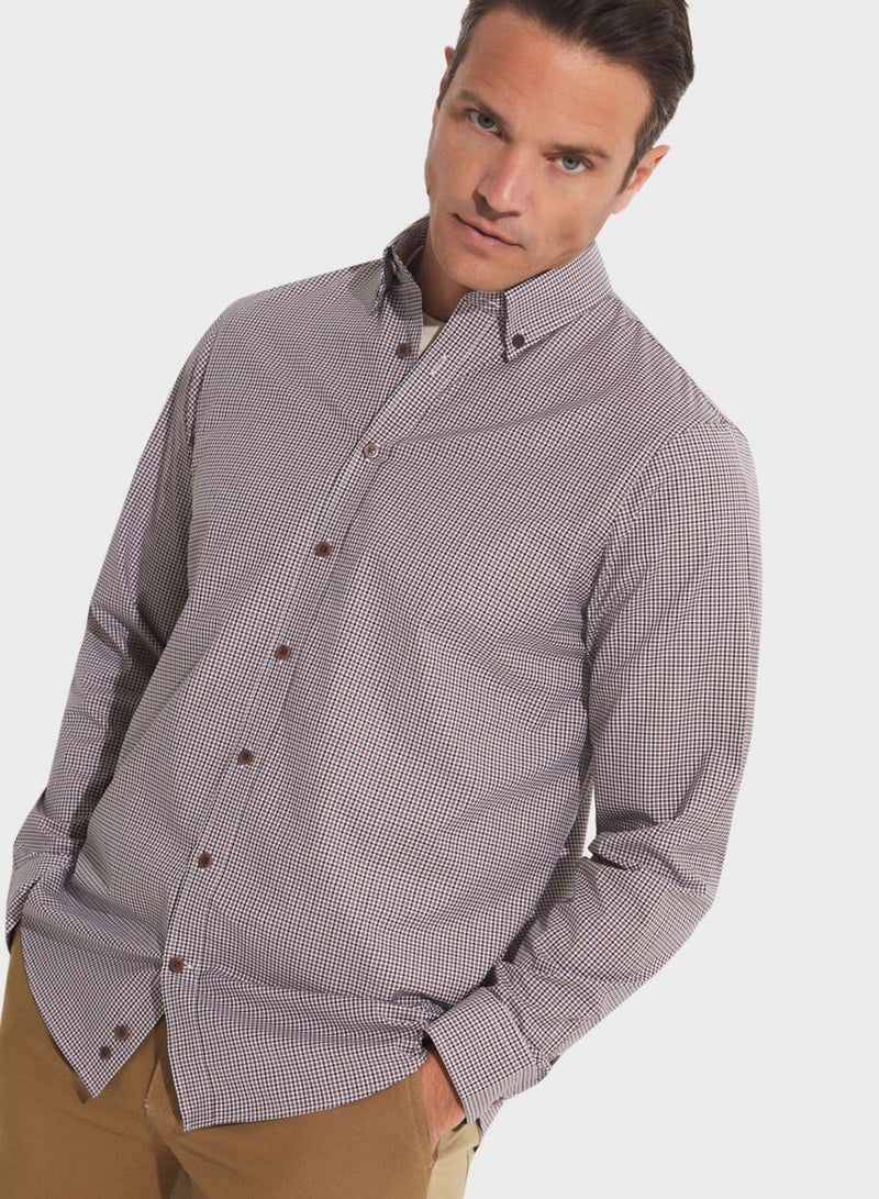 Check Deatiled  Regular Fit Shirt