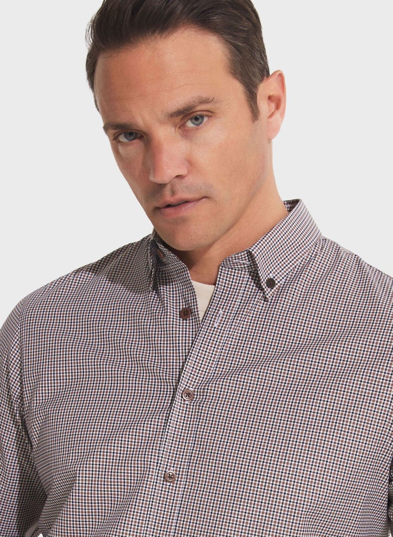 Check Deatiled  Regular Fit Shirt