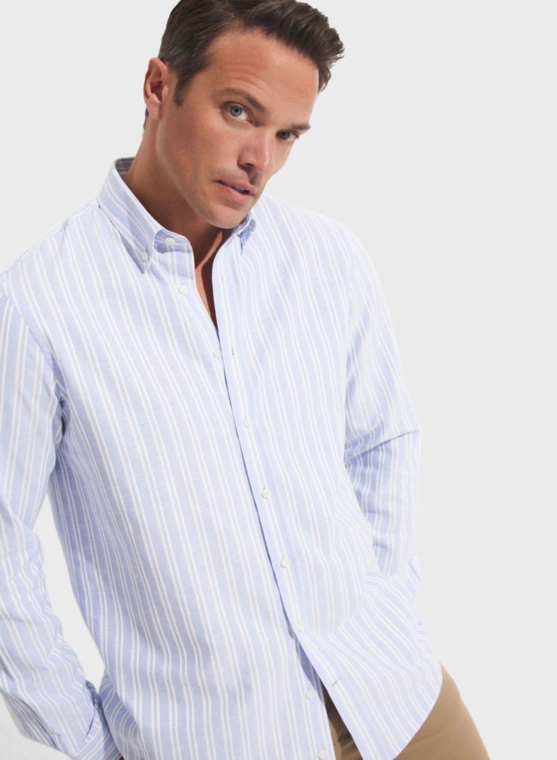 Striped Button Down Regular Fit Shirt Shirt