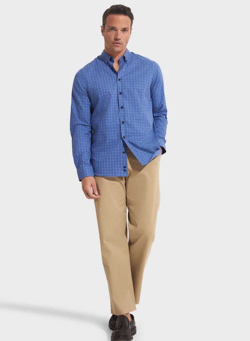 Check Deatiled  Regular Fit Shirt