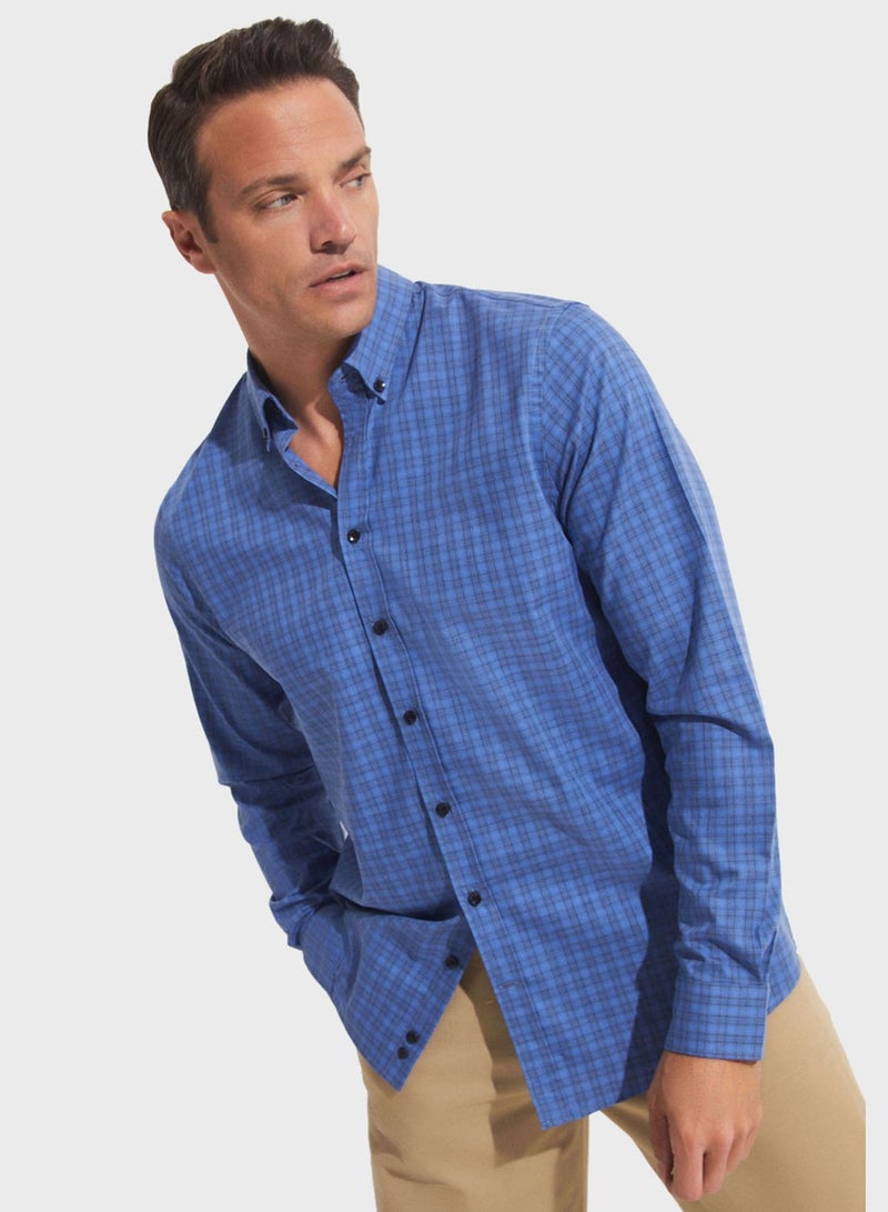 Check Deatiled  Regular Fit Shirt