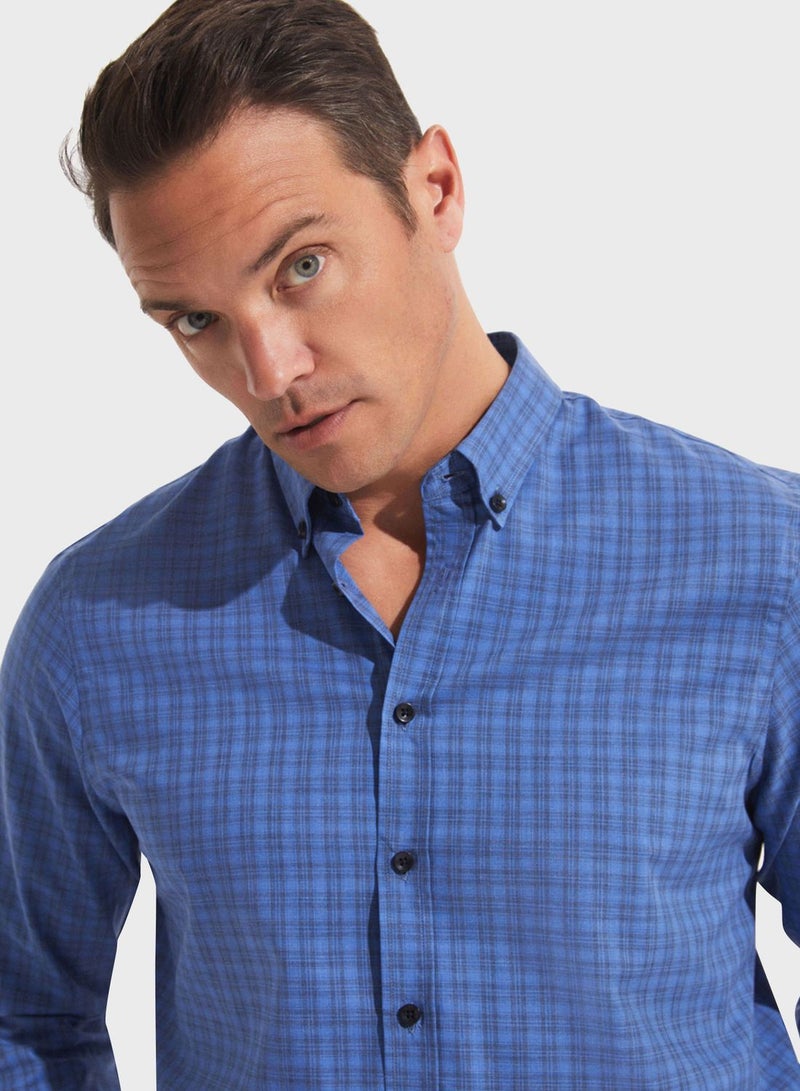 Check Deatiled  Regular Fit Shirt