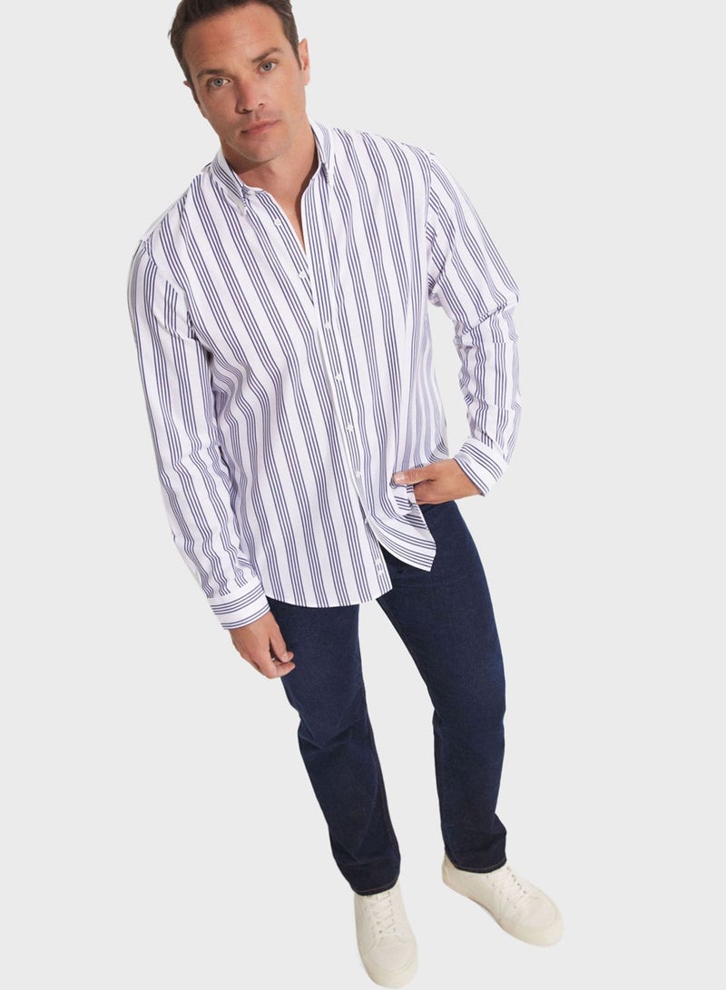 Striped Button Down Regular Fit Shirt Shirt