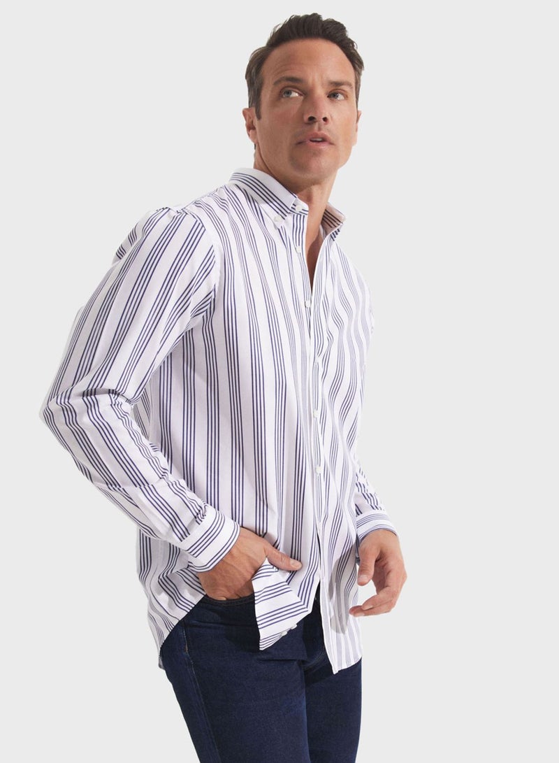 Striped Button Down Regular Fit Shirt Shirt