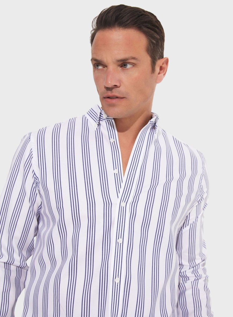 Striped Button Down Regular Fit Shirt Shirt