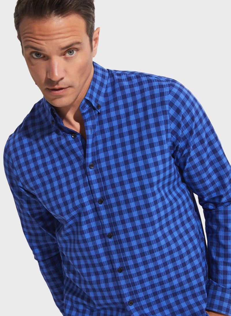 Check Deatiled  Regular Fit Shirt