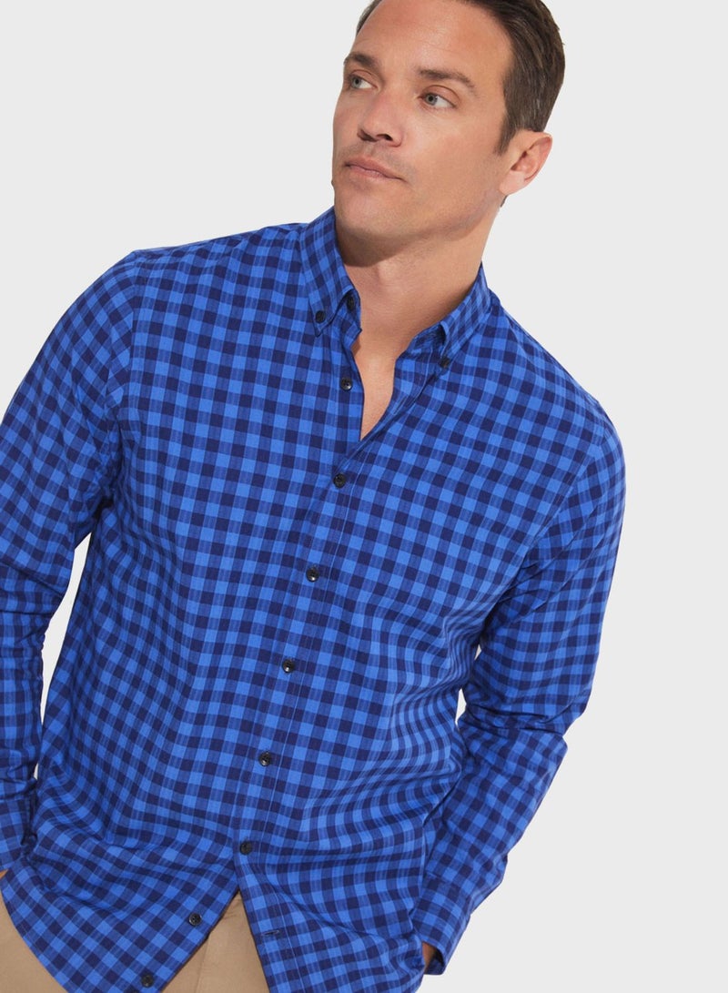 Check Deatiled  Regular Fit Shirt