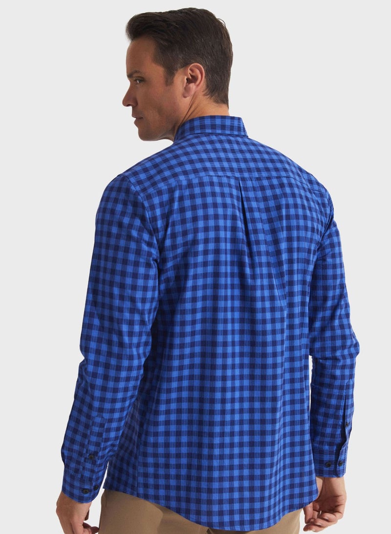 Check Deatiled  Regular Fit Shirt