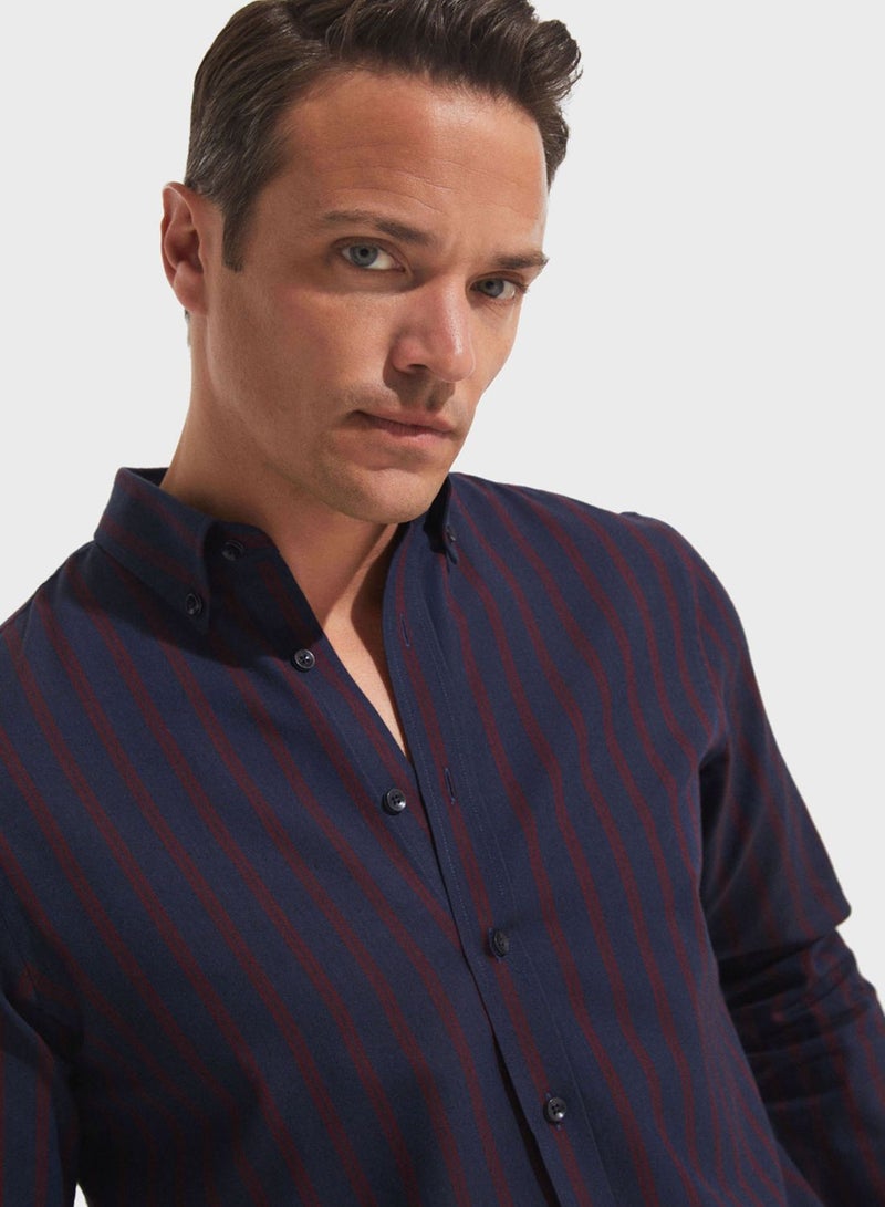 Striped Button Down Regular Fit Shirt Shirt