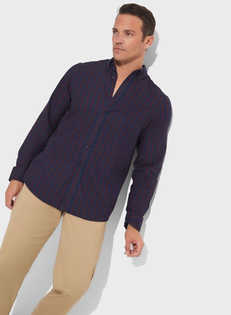 Striped Button Down Regular Fit Shirt Shirt