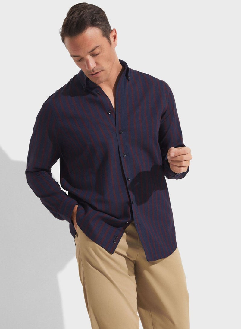 Striped Button Down Regular Fit Shirt Shirt
