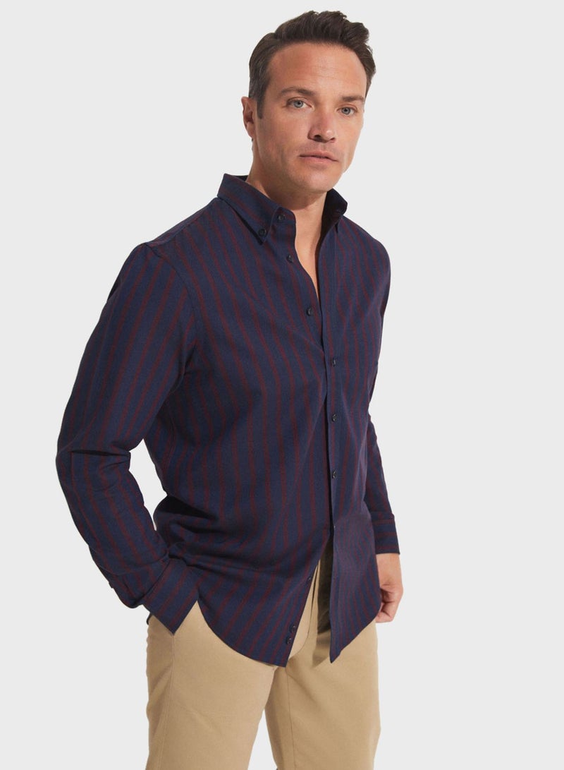 Striped Button Down Regular Fit Shirt Shirt