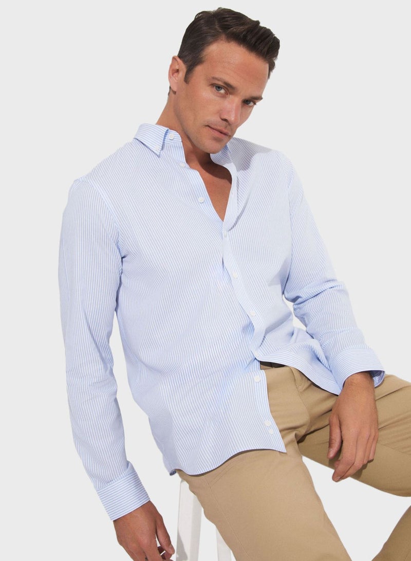 Striped Button Down Regular Fit Shirt Shirt