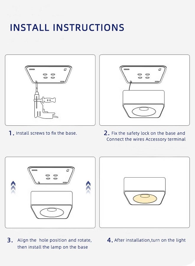 10W Square Ceiling LED Spotlights Surface Mounted Lamps Single Head With 3000K Warm White