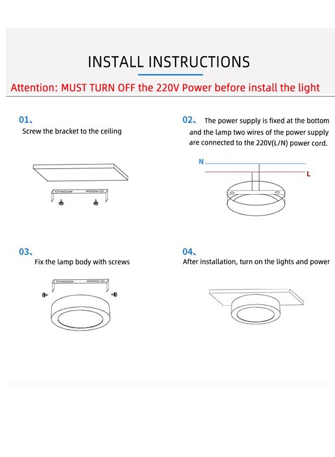 2 Pack Gold Surface LED Flush Mount Lights 10x10cm 9W,Warm White Colour (3000 K),Indoor Round Panel Lamp For Hallway Patio Living Room Corridor Restaurant Office,Aluminum,Driver Included